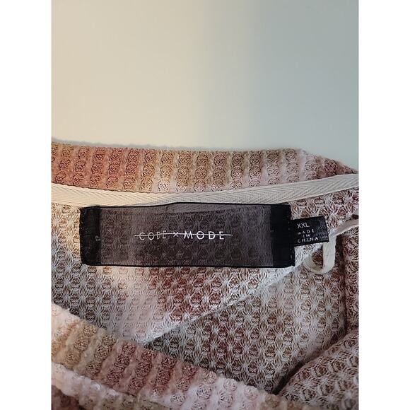 Code X Mode Pink Brown Waffle Knit LS Tie Front Sweater Women's Plus XXL Stretch - Picture 11 of 12